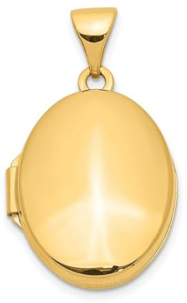 14 Karat Gold Uni poliert oval Medaillon