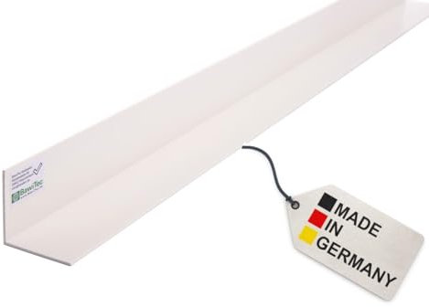 BawiTec Kunststoff Winkelprofil,Schenkel 100x100 mm,Länge 100cm,Farbe weiß,Kunststoffwinkel,Fensterleiste,Profil Winkel,Bauprofil,Fensterwinkel,Eckprofil,Breite 100mm