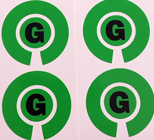 Crown Green Lawn Indoor Bowls Adhesive Lettered Coloured Marker Labels Set of 4 (Green, G)