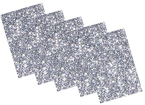 folia 231960 - Glitter-Moosgummi II einseitig selbstklebend, 5 Blatt in silber, je 20 x 29 cm groß, ca. 2 mm stark, zum Verzieren, Basteln und Erstellen von Stickern