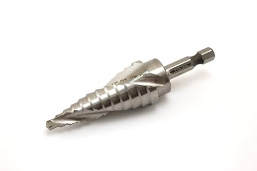 TEMO M35 Cobalt Spiral Flute Step Drill, 12 Size from 3/16 inch (4.8mm) to 7/8 inch (22.2mm), 1/4 inch (6.4mm) Hex Shank
