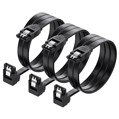 Cable Matters 3er-Pack 90 Grad rechter Winkel SATA III 60 cm Sata Kabel 6gb/s (Sata 3 Kabel, SATA-Kabel SSD, sata cable) in Schwarz