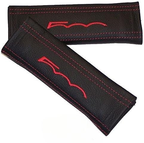 2 x Sicherheitsgurt Bezüge Pads Schwarz Schultertasche Leder Rot 500 Edition