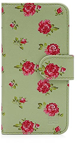 32nd Floral Series - Design PU Leather Book Wallet Case Cover for Apple iPhone 7, 8, SE (2020) & SE (2022), Designer Flower Pattern Wallet Style Flip Case With Card Slots - Vintage Rose Mint