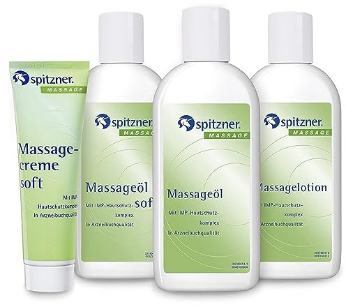 'Spitzner Massageset 4teilig (Massageöl Soft & Classic je 200ml + Massagelotion Classic 200ml & Massagecreme Soft 50ml) – pflegende Massageprodukte für empfindliche Haut').