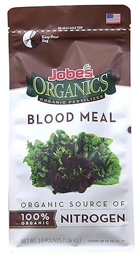 Jobe's Organics Granular Blood Meal Fertilizer, Excellent Source of Nitrogen for Spinach, Broccoli, and Leafy Greens, 3 lbs Bag