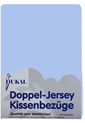 Dukal | Kissenbezug 40 x 40 cm | aus hochwertigem DOPPEL-Jersey | 100% Baumwolle | Farbe: ciel