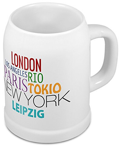 digital print Bierkrug mit Stadtnamen Leipzig - Design Famous Citys in The World - Städte-Tasse, Becher, Maßkrug