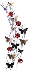 KunstLoft Wanddeko Metall | 100% HANDGEFERTIGT | 48x134x8cm | Wandbild Metall 'Schmetterlingsband' | Tierskulpturen | Bunt | Wandskulptur | Metalldeko Wand Wohnzimmer