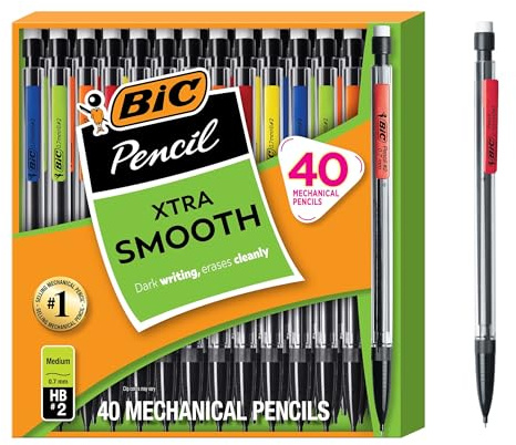 BIC Xtra Smooth Mechanical Pencil with 0.7 mm Medium Point, Refillable and Retractable, 40-Count Pack