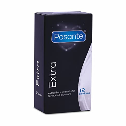 Pasante Extra Safe, extra feuchte Analkondome aus Latex - Kondome mit besonders extra dicker Wandstärke - ideal für Analverkehr, 1 x 12 Stück