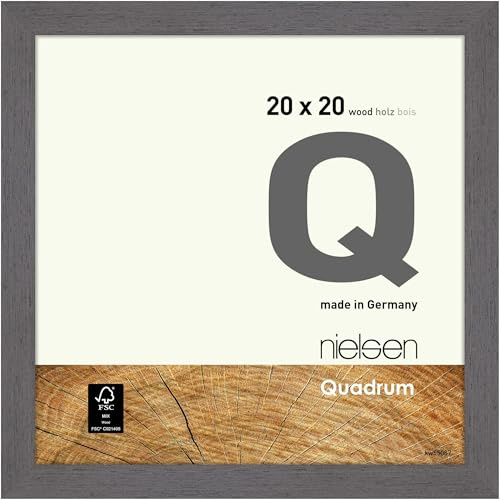 nielsen Holz Bilderrahmen Quadrum, 20 x 20 cm, Grau | Holz Fotorahmen im Hoch- & Querformat zum Auftstellen und Aufhängen Grau matt Echtglas