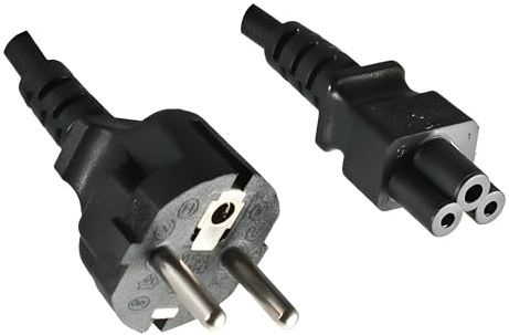 DINIC Netzkabel Stromkabel CEE 7/7 - Schutzkontaktstecker auf C5 (1,80m, schwarz)