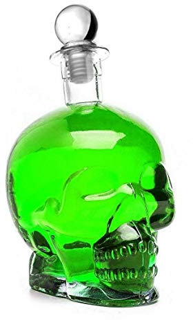 SLK GmbH casavetro 750 ml Vuoto Teschio Forma Rotonda Albero di Natale Caraffa Whisky per Festa/Casa Bar Vodka Whiskey/liquore/grappa/vino (1 pezzo)