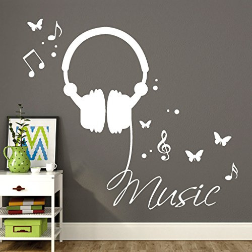 Wandtattoo Loft Music / Wandtattoo/Wandaufkleber / 54 Farben / 3 Größen/haselnussbraun / 45 cm hoch x 50 cm breit