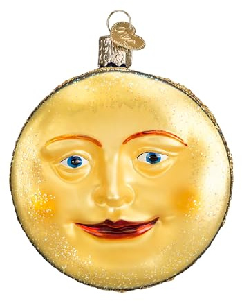 Old World Christmas Ornaments: Outer Space Gifts Glass Blown Ornaments for Christmas, Tree Man on the Moon, Gold