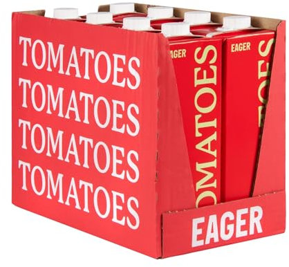 Eager Tomato Juice 100% Pressed, Refreshing Fruit Drink, NFC Not From Concentrate, 1 Litre (Pack of 8)