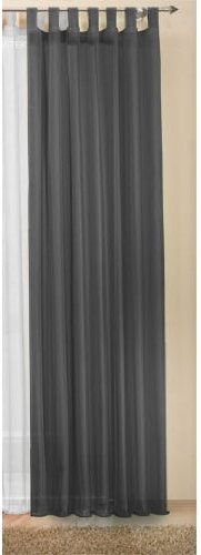 Schlaufenschal Gardine Uni transparent Voile, 245x140, Schwarz, 61175