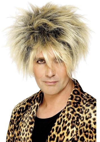 Smiffys Wild Boy Wig, Blonde Short, Highlighted Style, 1980's Fancy Dress, Adult Dress Up Wigs