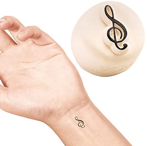 LaDot Tattoo für Kinder und Erwachsene, temporäre hautfreundliche fake Tattoos, Tattoo-Stempel ohne Nadeln für Körper und Arm, wasserfest, Keramikstempel Notenschlüssel