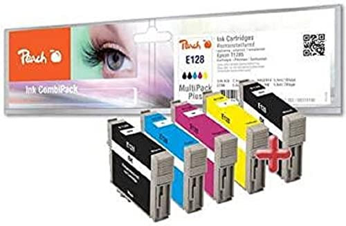 Peach E128 Spar Pack Plus Druckerpatronen (2xBK, C, M, Y) ersetzt Epson T1285, C13T12854010 für z.B. Epson Stylus Office BX 305 F, Epson Stylus SX 430 W, Epson Stylus SX 435 W, Epson Stylus SX 438 W