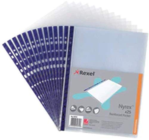Rexel 12233 A4 Nyrex Reinforced Top Opening Pockets - 25pcs