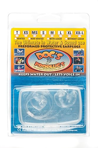 Doc's Pro Plugs DFFL5 Medium Vented Pro Ear Plugs with Leash, Clear
