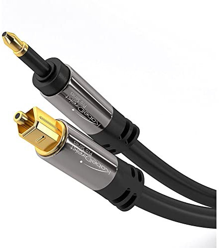 KabelDirekt – Mini-TOSLINK optisches Audiokabel mit LWL Störsignalschutz – 7,5m (Mini-TOSLINK auf TOSLINK, digitales S/PDIF-Kabel/Glasfaserkabel für Soundbar, Stereoanlage/Verstärker, HiFi-Geräte)