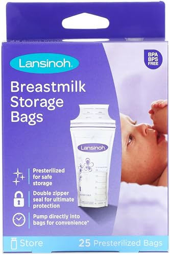 Lansinoh 20435 - Sacchetti per la conservazione del latte materno, scatole da 25 unità (confezione da 2 scatole)
