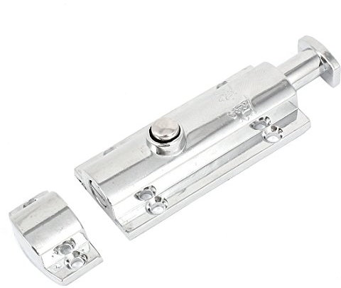 uxcell Silver Tone Round Button Auto Barrel Door Latch Bolt 105mm Length