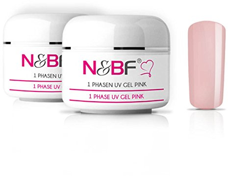 N&BF 1-Phasen UV Gel Rosa milchig dickviskos 2 x 30ml | 3in1 Milky Pink | Made in EU | Allrounder Nägel | All in One ohne Säure + selbstglättend