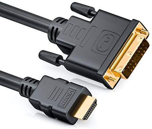 deleyCON 3,0m Câble HDMI vers DVI DVI-D DVI-I High Speed 3D Ready Câble Adaptateur 1080p FULL HD HDTV 3D Beamer Laptop Monitor TV PS 4 360 - Noir