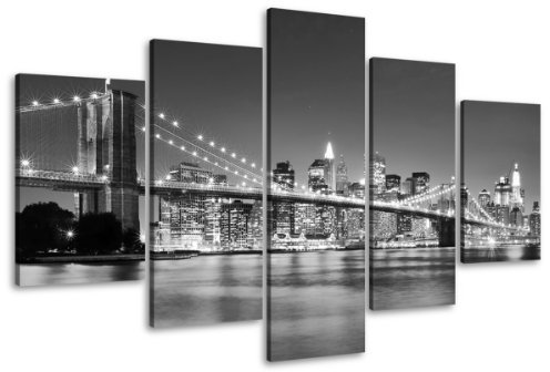 Visario Bild auf Leinwand 100 cm Nr 6402 New York fertig gerahmte Bilder 5 Teile Marke original Leinwandbilder
