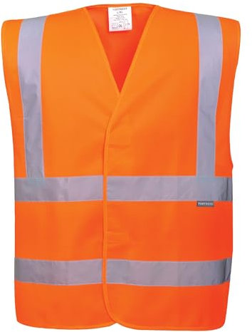 Portwest Warnschutzweste mit doppeltem Reflexband, Größe: 4X/5X, Farbe: Orange, C470ORR4X/5X