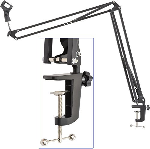 Large 360° Adjustable Studio Microphone Boom Arm-Swivel Broadcast Scissor Stand