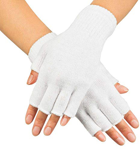 Boland - Fingerless Gloves for Adults, White, One Size, 01909