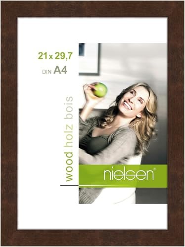 nielsen Bilderrahmen, 21 x 29,7 cm (A4), Holz, Palisander, Dokumentenrahmen zum Aufhängen im Hoch- & Querformat, Echtglas, Essential
