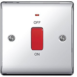 BG-Nexus-Metal 45A Single Cooker Switch,Polished Chrome Finish
