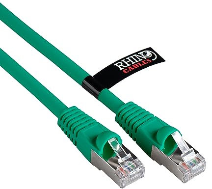 rhinocables CAT 6a Ethernet Cable | 10Gbps S/FT High-Speed & Large Bandwidth Data Transfer | Reliable LAN Network RJ45 Cable | Wi-Fi Broadband Cable for Seamless Gaming & Streaming (1.5m, Green)
