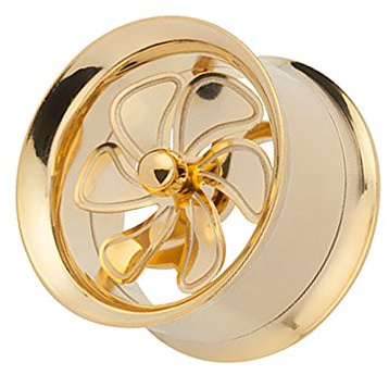 Piercingfaktor Flesh Tunnel Ohr Schraub Ear Plug Piercing Edelstahl Schraubverschluss Fan Turbine Propeller Windmühle