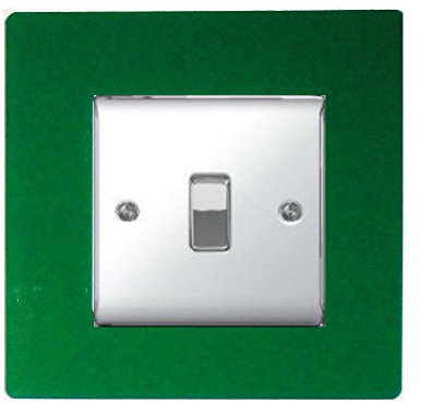 Focus Plastics SINGLE LIGHT SWITCH SOCKET COLOURED ACRYLIC SURROUND FINGER PLATE - BUY 2 GET EXTRA 1 FREE (10 COLOURS) (Green)