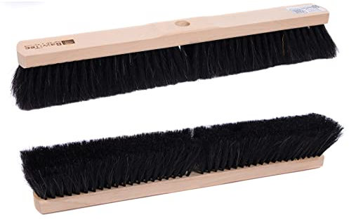 BawiTec Rosshaarbesen mit Stielloch feine weiche Naturhaar-Borsten (Mischung) 40cm Breit für Standardstiele Kehrbesen Saalbesen Sattel-Holz mit Loch ohne Stiel Rosshaar-Borsten