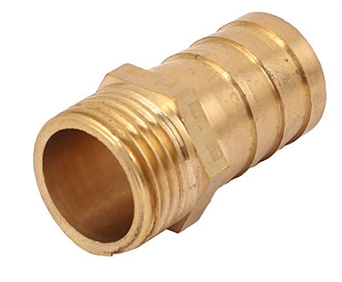 sourcingmap 1/2 BSP Male Thread 19mm Barb Hose Tubing Fitting Connector Adapter Gold Tone