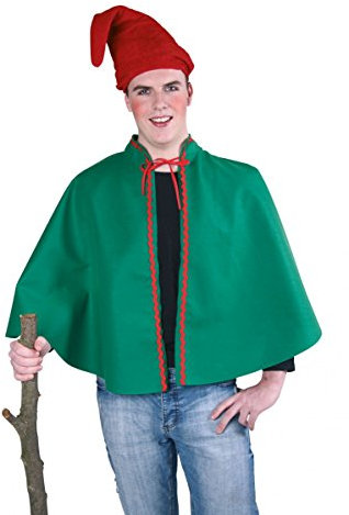 Festartikel-Müller Zwerg Cape Märchen Umhang Grün-Rot M-L für Unisex-Kinder