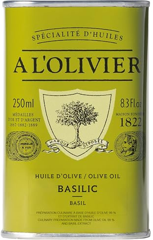 Olivenöl mit natürlichem Basilikumgeschmack, a l'Olivier