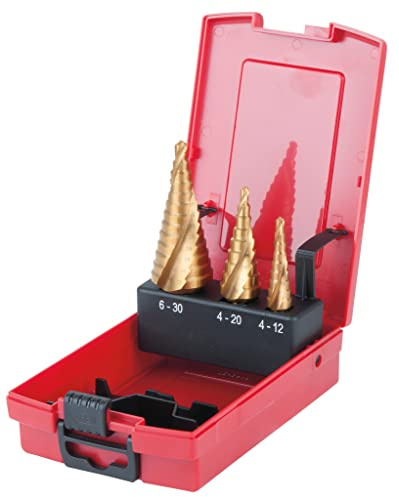 KS Tools 330.2424 HSS TiN Stufenbohrer-Satz, Kunststoffkassette 3-tlg.