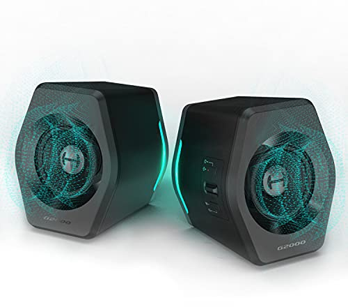 Edifier G2000 32W PC Gaming Computer Speakers for Laptop Mac Desktop Computer Woofer Speakers Bluetooth USB 3.5mm AUX Inputs RGB Lights Multimedia Speakers Black