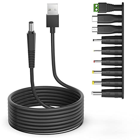 TAIFU 5V 9V 12V 17V 1A 2A 3A DC Connecteur Adaptateur de Cable to 5.5*2.1mm avec 7 Embouts 2.5*0.7/ 3.5*1.35/4.0*1.7/4.8*1.7/5,5 *1.7/ 5.5*2.5 / Micro USB Pour Tablet,JBL Pulse,Samsung Cellphone