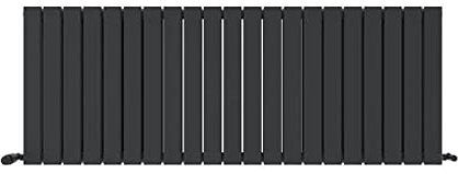 iBathUK Apex Wall Mounted Horizontal Double Slim Flat Panel Designer Radiator, Steel Hydronic Central Heating, Modern Designer Radiator for Bathroom/Living Room in Matt Anthracite, 1600 x 600mm