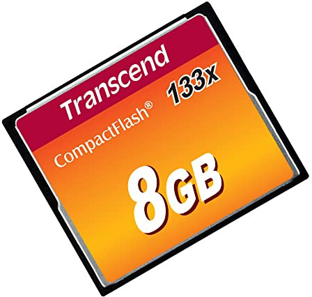 Transcend Carte mémoire CompactFlash 133 8GB (CF Card) jusqu'à 50/20 MB/s, supporte le mode de transfert Ultra DMA 4 avec mémoire flash MLC NAND idéal pour reflex débutants - TS8GCF133